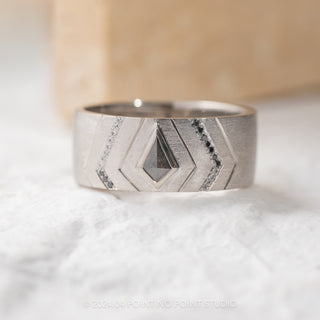 Custom Black and White Kite Diamond Men's Ring