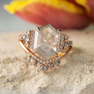 salt and pepper hexagon diamond ring