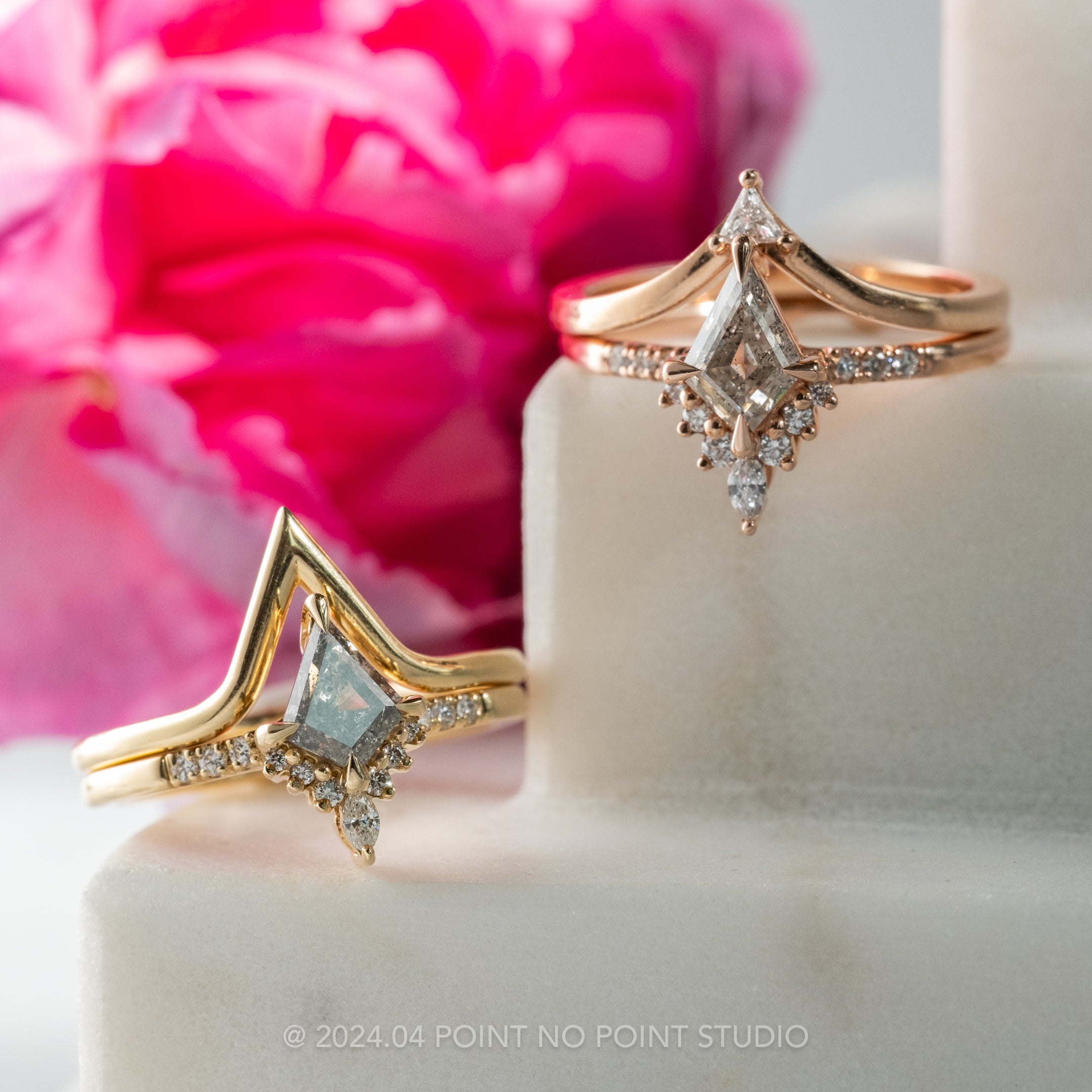 Diamond V Wedding Band – Point No Point Studio - Main Image