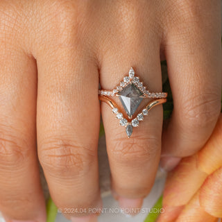 Salt and Pepper Marquise and White Diamond Wedding Band, Cassiopeia Setting, 14K Rose Gold