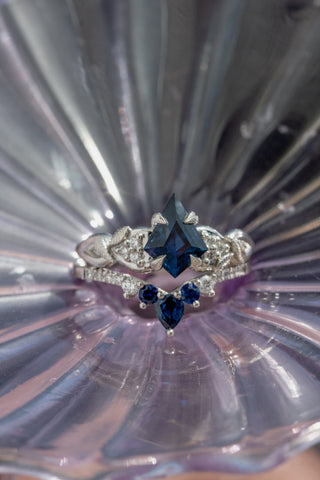 Sapphire and Extra Diamond Cassiopeia Wedding Ring, Platinum