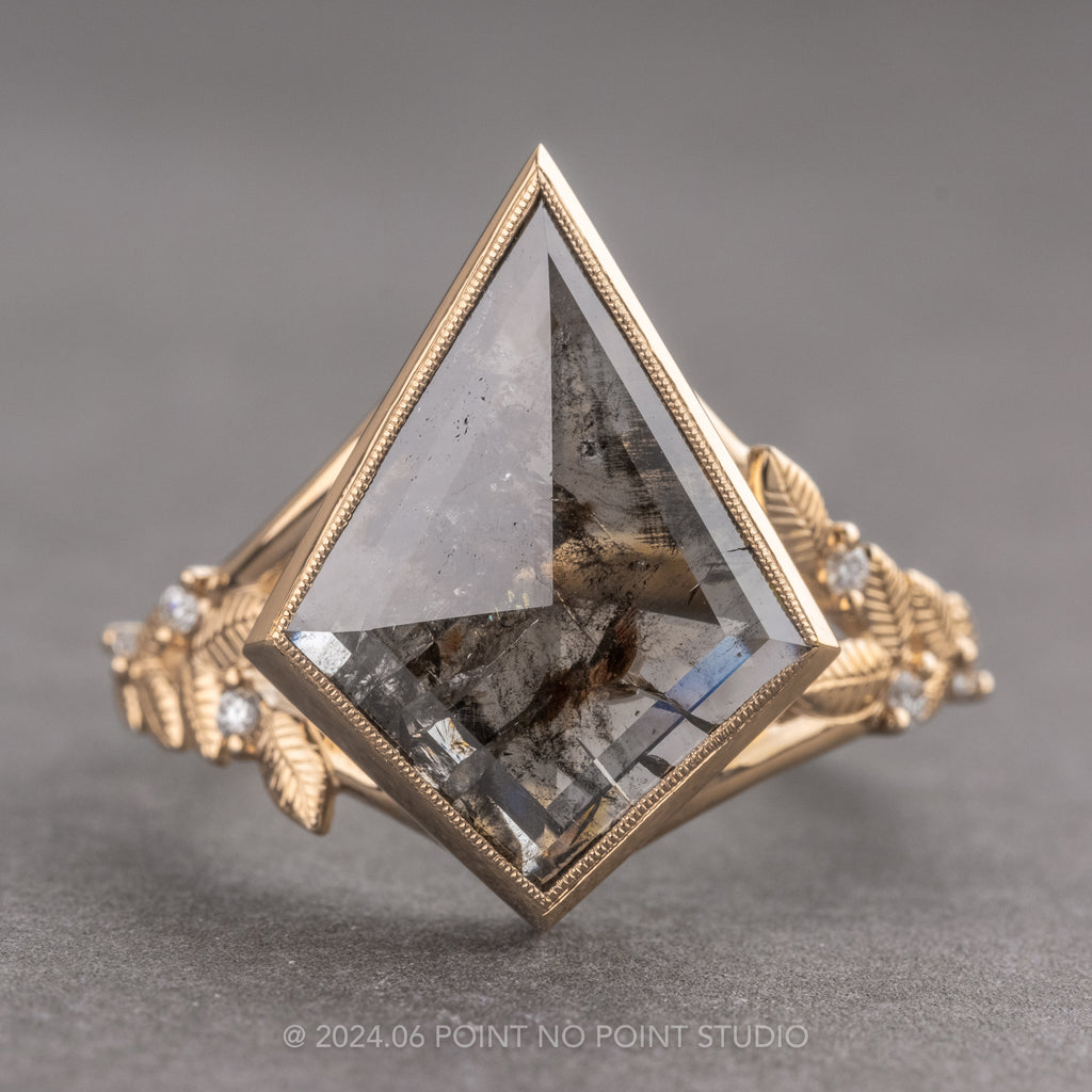 Salt and Pepper Diamond Engagement Ring, Point No Point Studio