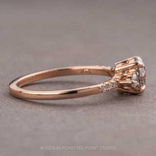 1.33 Carat Salt and Pepper Round Diamond Engagement Ring, Eliza Setting, 14K Rose Gold