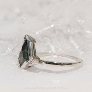 1.37 Carat Teal Kite Sapphire and Diamond Engagement Ring, Quinn Setting, Platinum