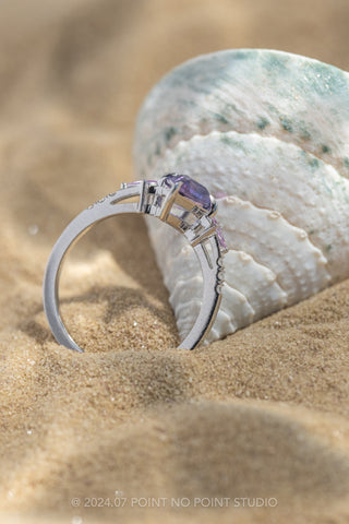 1.40 Carat Purple Kite Sapphire and Diamond Engagement Ring, Liza Setting, Platinum