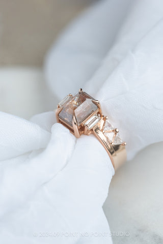 Triangle Diamond Wedding Cuff, Trinity Setting, 14K Rose Gold