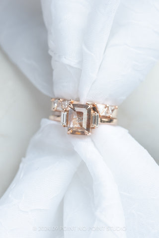 Triangle Diamond Wedding Cuff, Trinity Setting, 14K Rose Gold