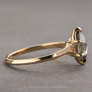 1.35 Carat Salt and Pepper Hexagon Diamond Engagement Ring, Mackenzie Setting, 14K Yellow Gold