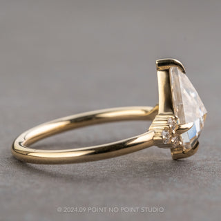 1.36 Carat Kite Moissanite and Diamond Engagement Ring, Quinn Setting, 14K Yellow Gold