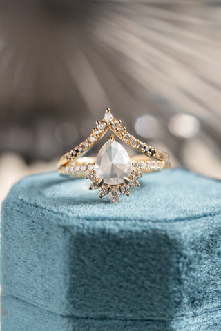 salt and pepper pear diamond ring