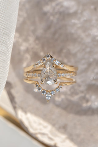 salt and pepper pear diamond ring