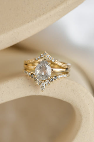 salt and pepper pear diamond ring