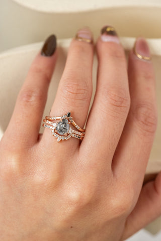 salt and pepper pear diamond ring