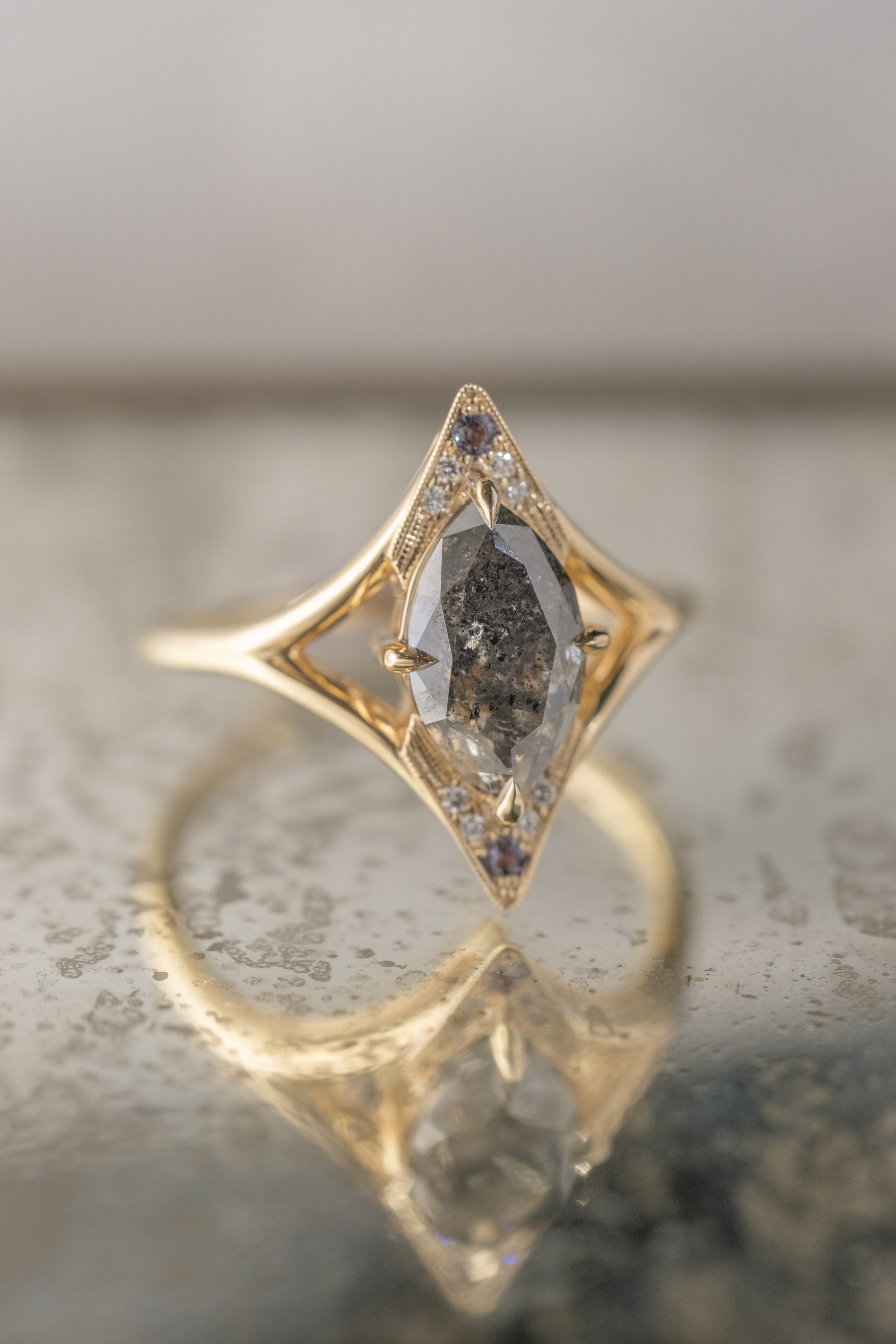 Custom Alexandrite and Diamond Arwen Engagement Ring – Point No