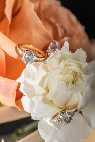 2.05 Carat Icy White Pear Diamond Engagement Ring, Avaline Setting, 14K Rose Gold