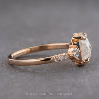 1.64 Carat Icy White Oval Diamond Engagement Ring, Eliza Setting, 14K Peach Gold