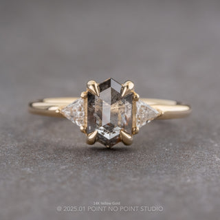 1.37 Carat Black Salt and Pepper Hexagon Diamond Engagement Ring, Zoe Setting