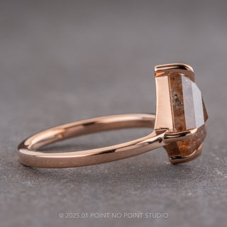 1.85 Carat Red-Orange Salt and Pepper Kite Diamond Engagement Ring, Jane Setting, 14k Rose Gold