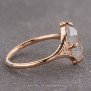 1.95 Carat Icy Grey Hexagon Diamond Engagement Ring, Aela Setting, 14K Peach Gold