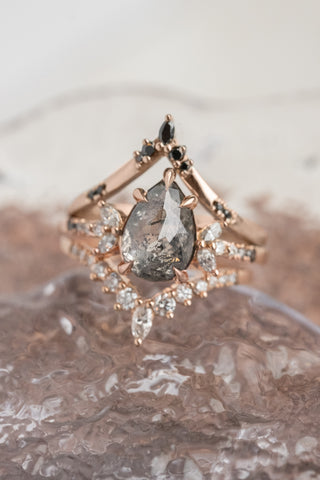 salt and pepper pear diamond ring