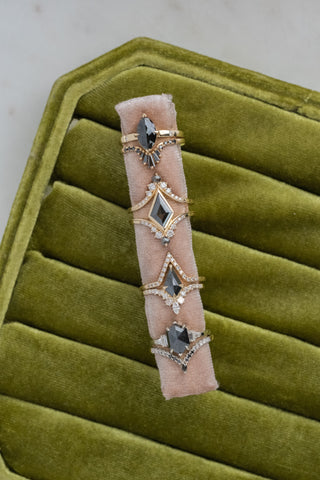 2.19 Carat Black Speckled Hexagon Diamond Engagement Ring, Beatrice Setting, 14k White Gold