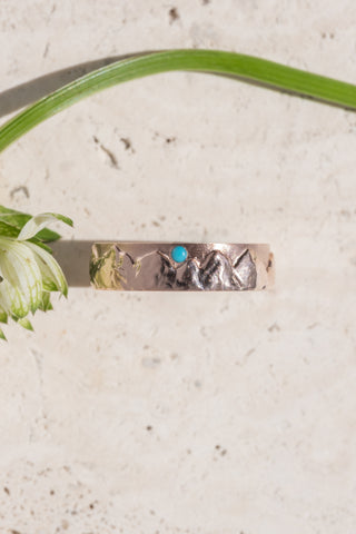 Custom Turquoise and Mountain Men's Wedding Band