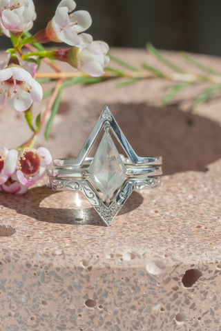 salt and pepper kite diamond ring