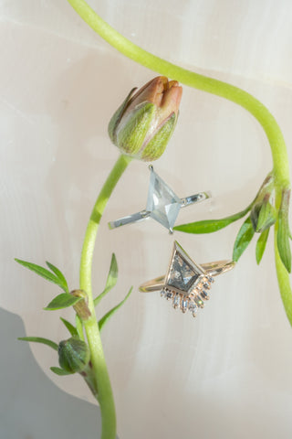 2.13 Carat Icy Grey Kite Diamond Engagement Ring, Jane Setting, Platinum