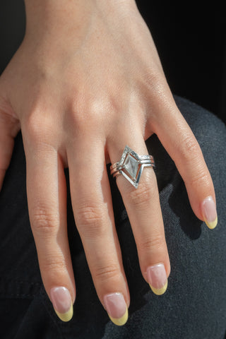 Vintage Victoria Diamond Wedding Band, 14k White Gold