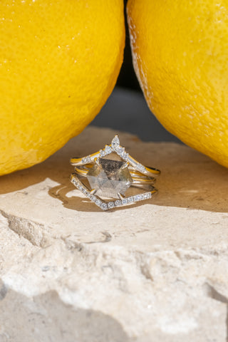 black hexagon diamond ring