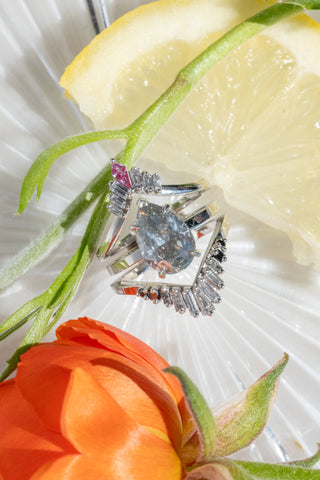 3.19 Carat Fancy Grey Pear Diamond Engagement Ring, Charlize Setting, Platinum