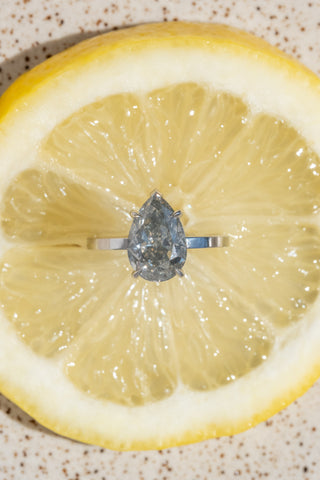 fancy grey pear diamond ring