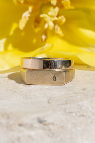 4mm Comfort Fit 14k Peach Gold Mens Wedding Ring, Polished