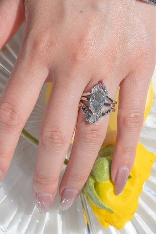 Diamond Baguette V Wedding Band, Ombre Wren Setting, Platinum