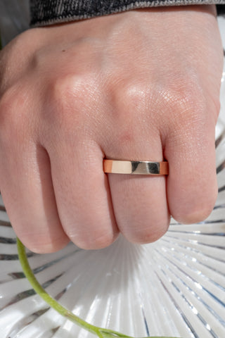 4mm Comfort Fit 14k Peach Gold Mens Wedding Ring, Polished