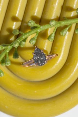 salt and pepper pear diamond ring