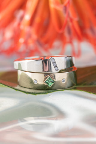 Salt and Pepper Diamond Mens Wedding Ring, Platinum