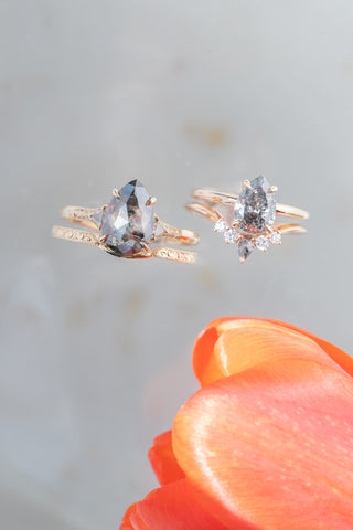 salt and pepper pear diamond ring