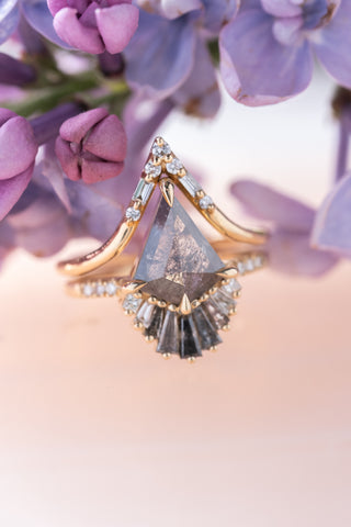 salt and pepper kite diamond ring
