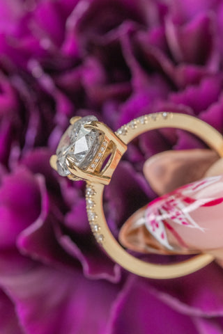 2.13 Carat Salt and Pepper Round Diamond Engagement Ring, Juliette Setting, 14k Yellow Gold