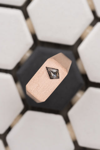 Men's Wide Signet Style Diamond Wedding Ring, 14K Rose Gold