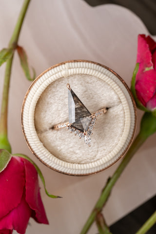 salt and pepper kite diamond ring