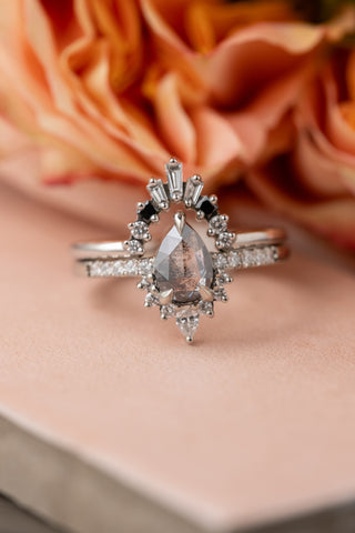 Baguette Diamond Wedding Band, Small Ombre Wren Setting, Platinum