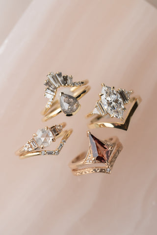 1.70 Carat Marquise Moissanite and Diamond Engagement Ring, Beatrice Setting, 14k Yellow Gold