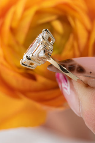 1.70 Carat Marquise Moissanite and Diamond Engagement Ring, Beatrice Setting, 14k Yellow Gold