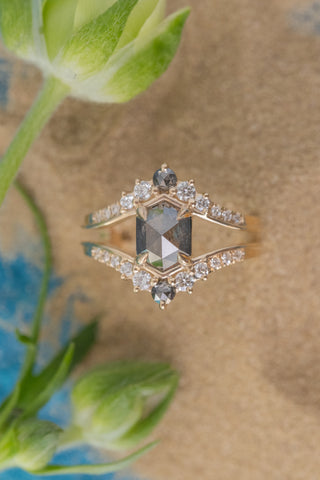black hexagon diamond ring