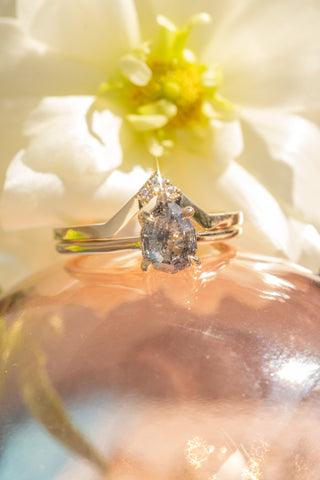 salt and pepper pear diamond ring