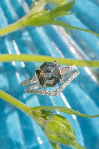 black hexagon diamond ring