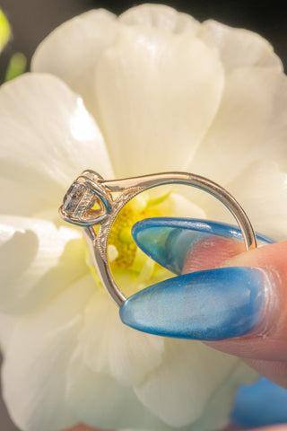 1.40 Carat Canadian Salt and Pepper Geometric Pear Diamond Engagement Ring, Judith Setting, 14k Yellow Gold