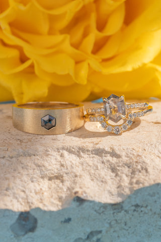 salt and pepper diamond wedding set